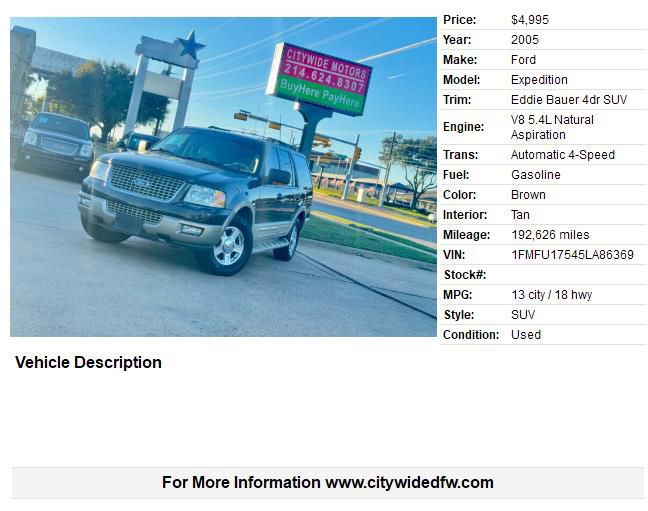 2005 FORD EXPEDITION EDDIE BAUER