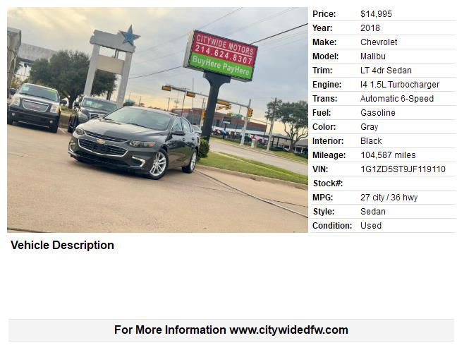 2018 CHEVROLET MALIBU LT