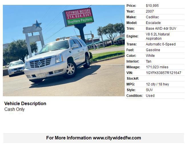 2007 CADILLAC ESCALADE LUXURY
